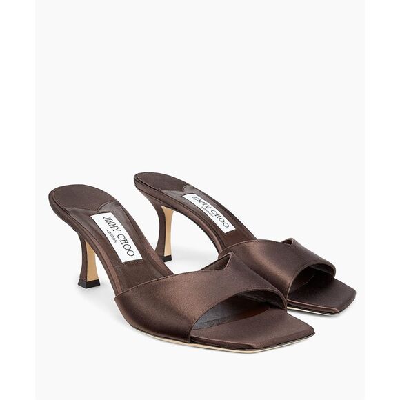 Jimmy Choo Skye 70MM Satin Sandals in Coffee Size EU36.5 $775 - Picture 2 of 14